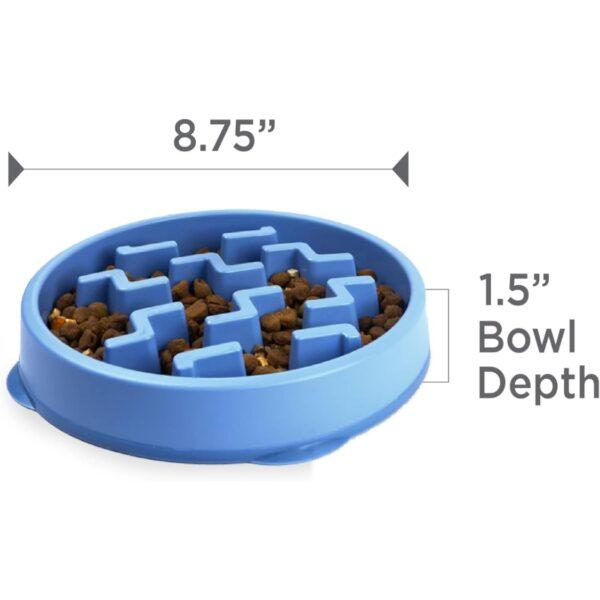 75ac6436-4d1c-450d-ad8e-87b9b0f62f87.jpg Feeder Slo Bowl Medium 2Cup Capacity, Slow Feeding, Small To Medium Dogs Cats, Non Slip, Blue, Notch Pattern