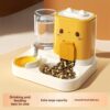 761dfdf7-9190-4127-b378-6985bc4d49ed.jpg 2 In 1 Automatic Pet Feeder And Water Dispenser, Large Capacity 2300ML Feeder & 1000ML Water Bowl, Gravity Refill Anti Spill Stable Pet Food Water Bowl For Cats Dogs, Yellow Pink Green Available