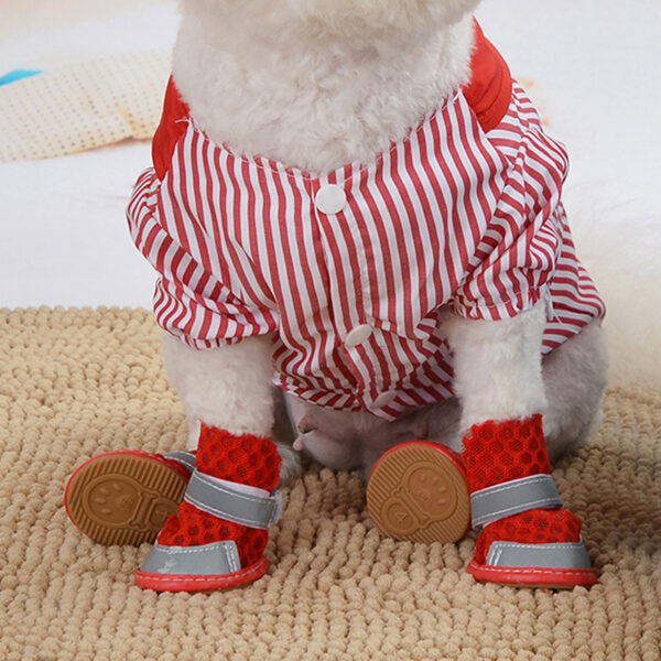 587690415 Summer Breathable Non-Slip Pet Shoes Reflective Mesh Hollowed Out Comfortable Than Bear Small Dog Foot Cover Dog Supplies