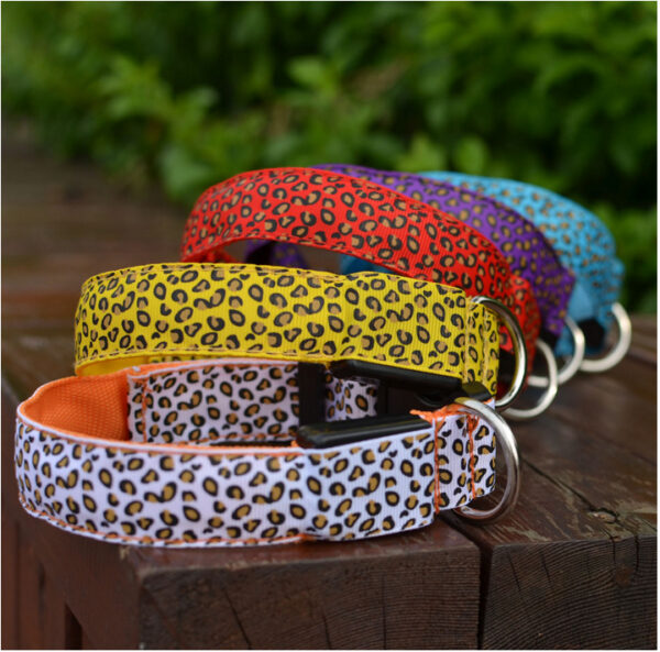 587814694 Leopard Collar LED Light-Emitting Dog Belt Light-Emitting Collar Dog Collar Dog Chain Small And Large Pet Supplies