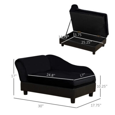 7761c115-b724-4230-bb63-b500038d82fc.jpg PawHut Pet Sofa Bed Couch With Storage, Pet Sofa For Cats And Small Dogs, Black