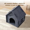 Detachable Felt Cat House, Cute Cottage Style Cat Cave, Indoor Cozy Pet Hideaway Shelter For Small Medium Cats