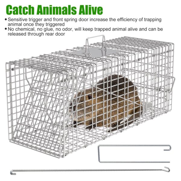 77d01eb8-38d9-498e-a21f-7868cd0d425a.jpg 1Pc Humane Cat Trap Cage With Waterproof Cover Gloves Catch Release Live Animal Rodent Cage Collapsible Galvanized Wire For Raccoons Beavers Groundhogs Foxes Armadillos