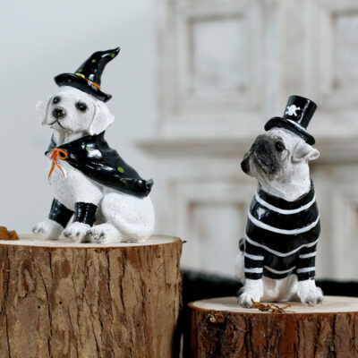 587616773 Halloween Decoration Ins Style Pet Dog Witch Resin Figurine Pet Shop Decor