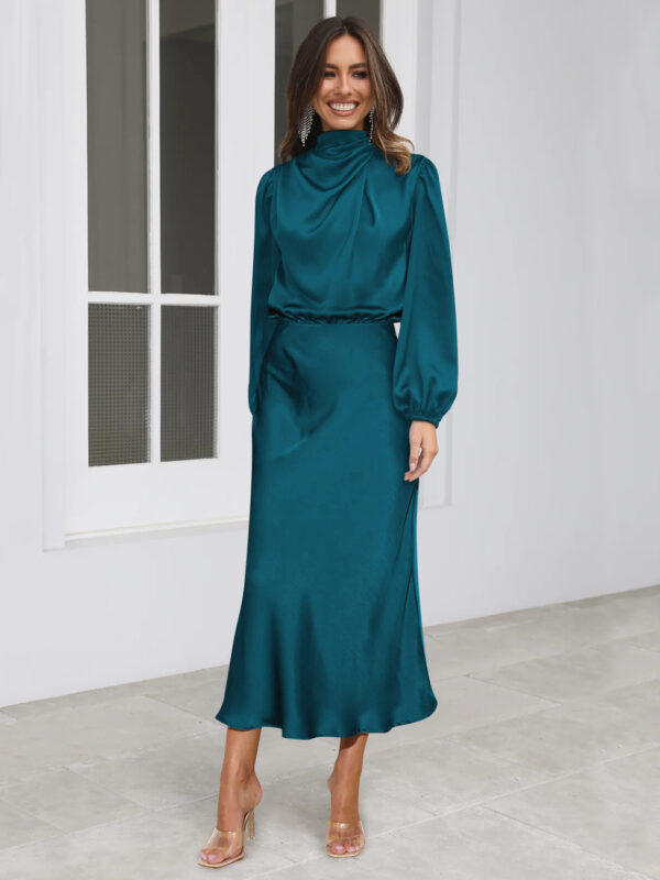 7b3001d3-07f5-4443-a336-a1aaa8d6378c.jpg Elegant Temperament Long-sleeved Dress Satin Halterneck Formal Evening Dresses Women Clothing