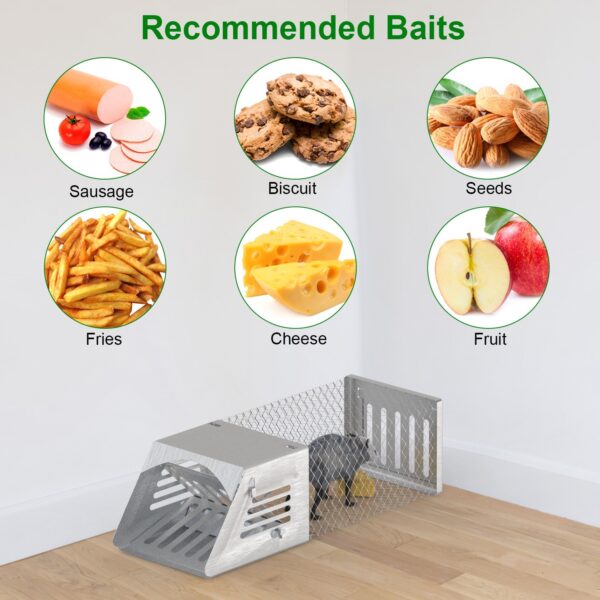 7cf8e51b-5f59-4154-aa8d-47785f1e32fa.jpg 2Pcs Humane Mouse Trap Cage No Assembly Need Automatic Continuous Rat Trap With Single Way Door Reusable Catch And Release Live Cage Trap For Rodents Moles Voles Mice For Spring Summer