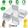 7db08dac-bbb6-429a-8904-510956a0b95d.jpg 2Pcs Humane Mouse Trap Cage No Assembly Need Automatic Continuous Rat Trap With Single Way Door Reusable Catch And Release Live Cage Trap For Rodents Moles Voles Mice For Spring Summer