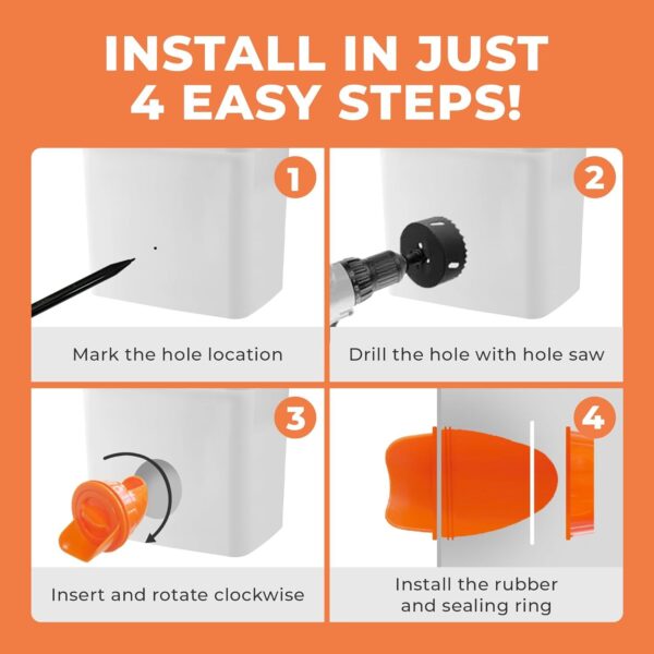 80480895-b2ea-44c6-9c63-a06d64368012.jpg Durable Chicken Feeder Rain Proof Poultry Feeder Port Gravity Feed Kit For Buckets, Barrels, Bins, Troughs, Easy Clean - 6 Pack With Hole Saw For Easy Installation