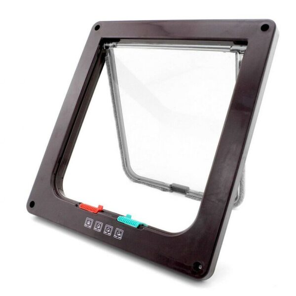 587635445 Dog Cat lock Flap Door ABS durable Puppy Pet Door 4 Way Security Lock Gate indoor use Pet Supplies