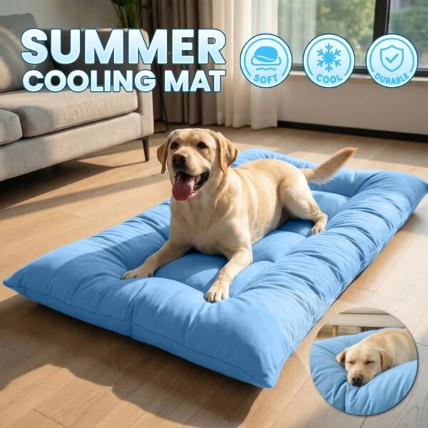 Extra-Large Cooling Dog Sofa Bed, Ultra-Soft Plush Pet Mat With 8 Compartments And Non-Slip Bottom, Thick Polyester Dog Bed For Large Dogs
