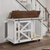 8179c50e-f174-4a71-83a9-1974765a9adc.jpg 47.2 Mobile Dog Crate With Flip-Top Feeding Door, Dual-Access & 5 Caster System 2 Locking, Side Hooks - Multi-Functional Pet Kennel,double Dog Crate Furniture