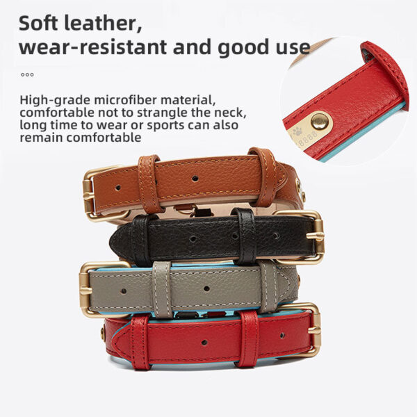 587637664 Light Luxury Leather Dog Collar Fashion Wear-Resistant Tear Bite Widening Collar Pet Supplies