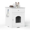 8264bde6-e4cb-4d12-859d-567c3e586698.jpg Wooden Pet House Cat Litter Box Enclosure With Drawer, Side Table, Indoor Pet Crate, Cat Home Nightstand White