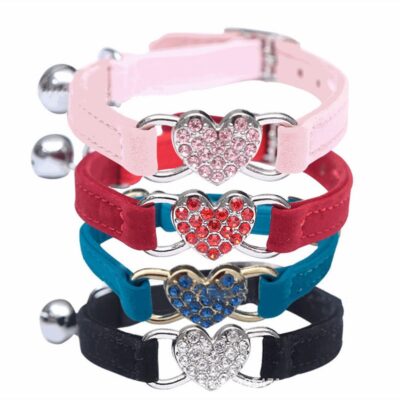 587620627 Pet Supplies Cat Love Flocking Color Diamond Bell Cat Collar Pet Supplies