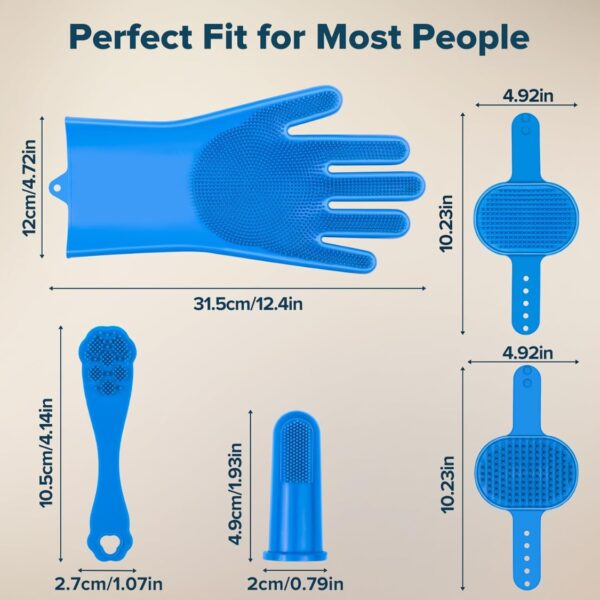 8382cb74-ecc4-4028-bcf4-971840a8684f.jpg 6PCS Grooming Bath Supplies For Dogs, Cats Dog Washing Gloves Dog Bath Brush Dog Shower Brush Pet Grooming Gloves Dog Grooming Kit Pet