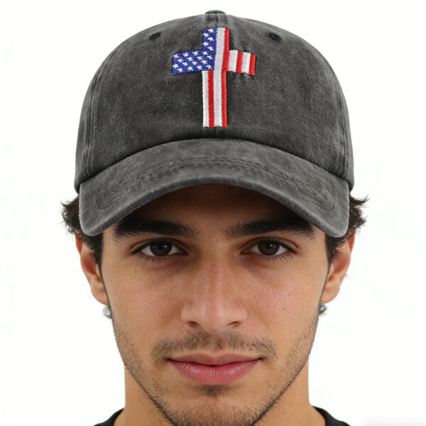 84067bdb-6c6e-442a-b166-69abd2ebb573.jpg Christian American Flag Cross Baseball Cap Adjustable Embroidered Jesus Hat Patriotic Religious Gift For Men Women