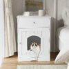 85087ada-1b12-4e54-bb66-290bdbcffb29.jpg Wooden Pet House Cat Litter Box Enclosure With Drawer, Side Table, Indoor Pet Crate, Cat Home Nightstand White