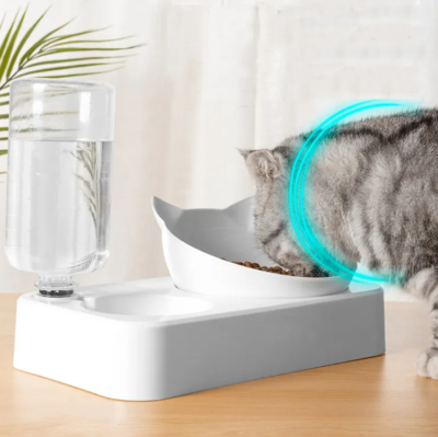 587813729 Cat Bowl Double Bowl Dog Bowl To Protect The Cervical Spine Pet Bowl Automatic Waterer Cat Food Bowl Pet Supplies