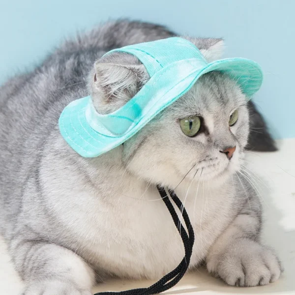 587813843 Fashion Dog Hat Adjustable Pet Bucket Hats with Ear Holes Summer Outdoor Round Brim Sun Hat for Samll Dogs Cats Pet Supplies