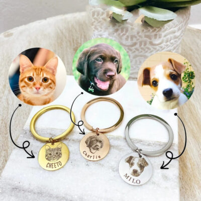 587692360 Pet sketch necklace portrait cat puppy pet DIY engraving keychain