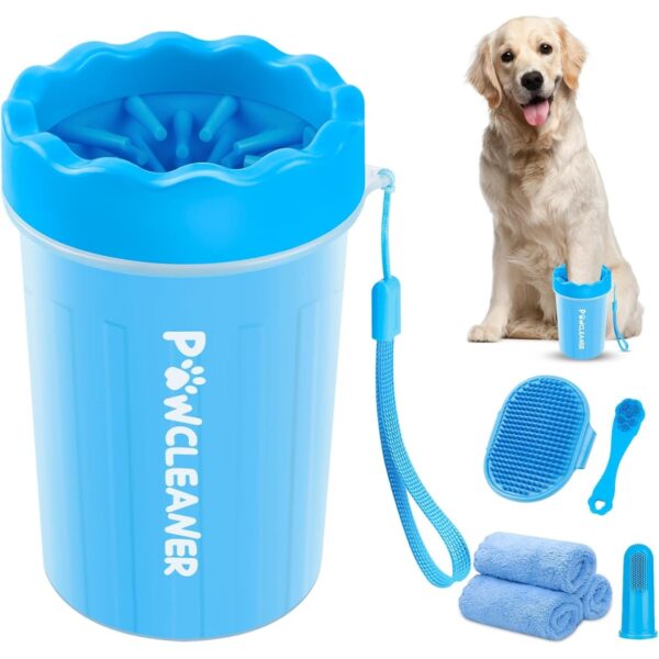 875124e0-1a08-4e53-80c1-56728af02749.jpg Professional 7 In 1 Dog Paw Cleaner For Dogs & Cats Includes 1 Portable Paw Washer 1 Bath Brush 2 Dog Toothbrushes And 3 Absorbent Towels Note Fits Paws 1.5 To 2.5 Inches Wide