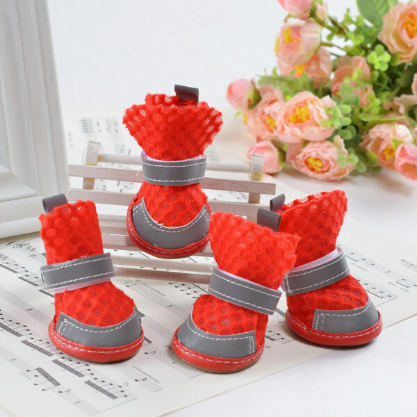 587690418 Summer Breathable Non-Slip Pet Shoes Reflective Mesh Hollowed Out Comfortable Than Bear Small Dog Foot Cover Dog Supplies