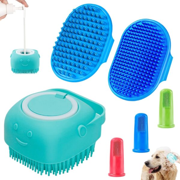 8a8d2de3-ac60-4529-bd40-6567053ff198.jpg 6PCS Dog Bath Brush Dog Toothbrush Adjustable Handle Shampoo Brush Scrubber For Short Long Haired Dogs Cats Effectively Solve Odor Stain Removal Problems