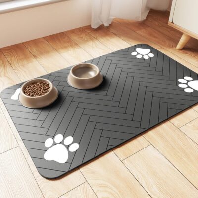 8a9533e8-b892-44e0-a25f-3e9bafeb88b0.jpg Pet Feeding Mat Absorbent Pet Placemat For Food And Water Bowl With Waterproof Rubber Backing Quick Dry Water Dispenser Mat For Dog And Cat