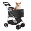 8b61a575-aace-46a8-b62c-7640268e4925.jpg Pet Stroller Foldable 4 Wheels Dog Stroller Detachable Carrier Up To 35lbs