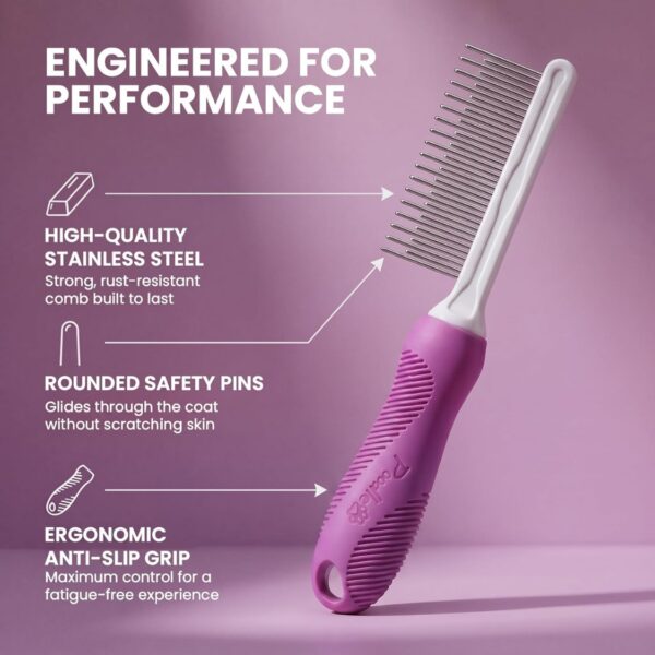 8bd061fe-bf25-45fb-92d8-b656fd7d2403.jpg Pet Comb With Long Short Stainless Steel Teeth For Removing Matted Fur, Knots Tangles Detangler Tool Accessories For