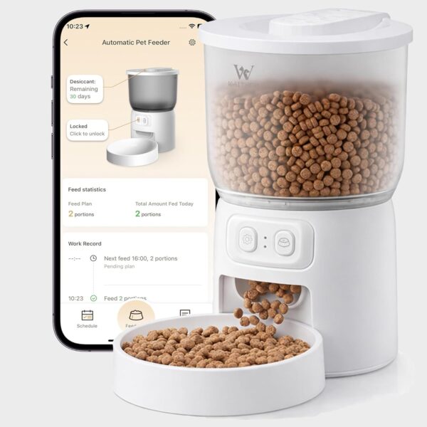 8c2475dd-c601-40c6-9c8e-20876c20131c.jpg Waithem Wi-Fi Automatic Cat Feeder, Timed Dry Food Dispenser, App-Programmable Portion Control, Up To 10 Meals Per Day, Dual Power Supply, Suitable For Cats And Small Dogs