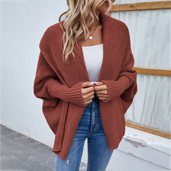 8c41ca93-0037-4dfb-aac4-533c93993857.jpg New Loose Knitted Sweater Solid Color Bat Sleeve Large Lapel Cardigan Autumn And Winter Fashion Jacket For Women Clothing