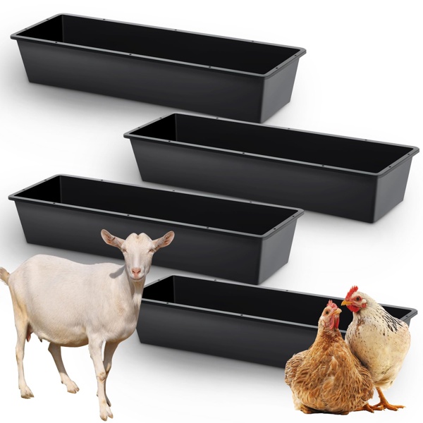 4-piece Dual-purpose Plastic Livestock Feed Trough Suitable For Daily Feeding Of Horses, Goats, Pigs And Other Animals Widely Adaptable To Home Backyards, Pastoral Fences, Livestock Sheds And Other