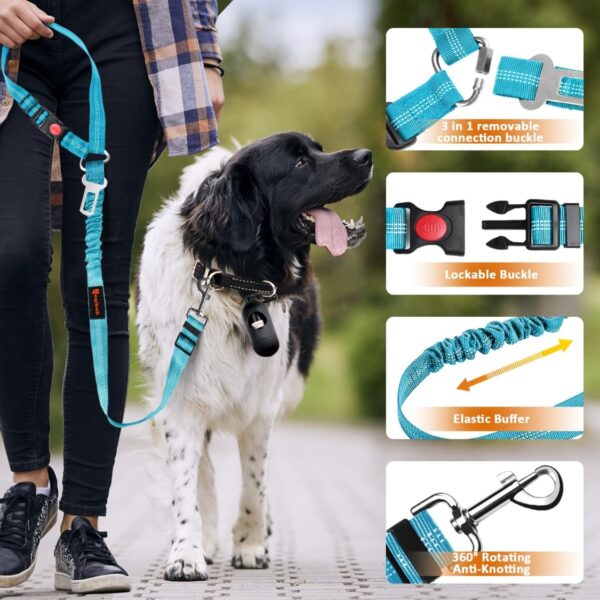 8f51fb0c-e44c-4d6d-9449-12a6c27ebaf9.jpg Removable Dog Seat Belt Harness For Car, 3 In 1 Pet Dog Car Seatbelt Leash, Retractable Restraint Secures To Vehicle Headrest