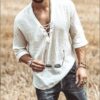 Short-sleeved Button-up Shirt For Men