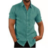9169b8de-dbc3-44a5-860b-0e1bbd9e7fba.jpg Men Short Sleeve Summer Solid Shirts Casual Loose Tops Tee