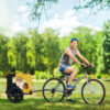 91aa349f-645e-41f4-9383-96d4ac856417.jpg Yellow Outdoor Heavy Duty Foldable Practical Pet Stroller Dog Carrier With Bicycle Tow