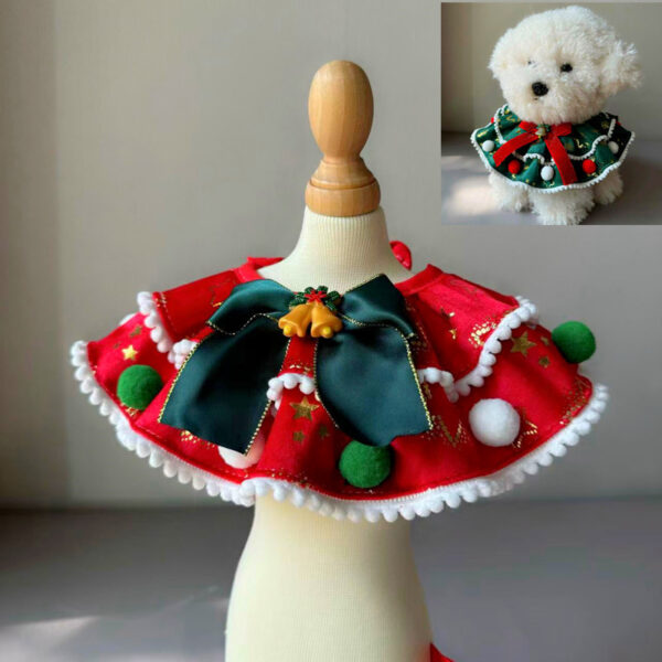 587637022 Pet Christmas Day Dress Up Scarf Decoration Supplies Dog Scarf Cat Water Scarf Mouth Tie Bow