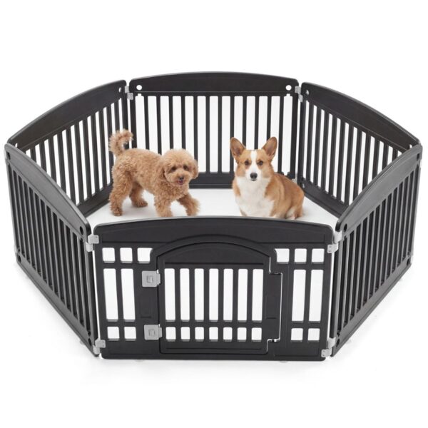 9560c4de-e446-45c9-bfb9-54376c1b61be.jpg Dog Playpen Safe & Secure Indoor-Outdoor Pet Fence -Folding & Portable Ideal For Small To Medium Dogs - Easy To Clean