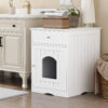966615ab-5861-4ac8-91f5-cb27a880c952.jpg Wooden Pet House Cat Litter Box Enclosure With Drawer, Side Table, Indoor Pet Crate, Cat Home Nightstand White