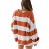 96b16232-fb1d-44e7-a1e4-2654e573a078.jpg Loose Striped Sweater Fashion Casual Long Batwing Sleeve Round Neck Pullover Knit Tops Women Clothing