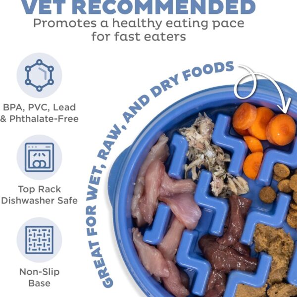 96b89566-5f2e-4cad-b922-c94b5cfc1046.jpg Feeder Slo Bowl Medium 2Cup Capacity, Slow Feeding, Small To Medium Dogs Cats, Non Slip, Blue, Notch Pattern