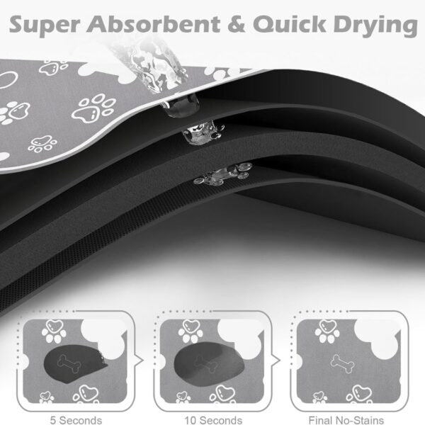 987ed927-744d-444a-b79a-408b8547db91.jpg Dog Cat Food Mat,Rapid Absorbent Pet Feeding Mat, Bone Shaped Dog Placemat Water Bowl Mat With Rubber Backing,No Stains Dog Cat Food Mats Indoor, Pet