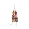 587690706 1 Piece Natural Wooden Birds Parrot Colorful Toys Chew Bite Hanging Cage Balls Ropes Garden Ornament Pet Supplies