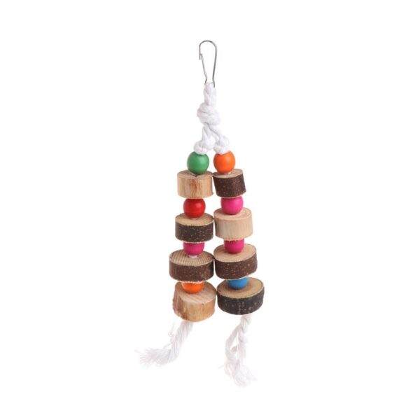 587690706 1 Piece Natural Wooden Birds Parrot Colorful Toys Chew Bite Hanging Cage Balls Ropes Garden Ornament Pet Supplies