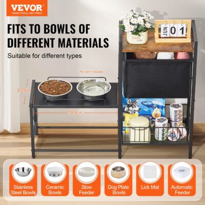 98bd5cc9-dcf8-49e7-8029-d55f3ab95bf0.jpg Pet Feeding Station With Storage Dog Food & Toy Organizer Raised Dog Bowls