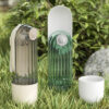 587634446 2 In 1 Pet Water Cup Segment Design Green Dog Walking Portable Drinking Cup Dog Feeding Supplies Pet Supplies Dog Walking Water