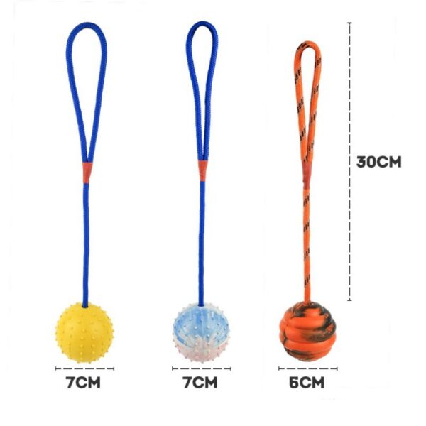 587690712 Pet Dogs Training Toy Natural Rubber Ball On Rope For Reward Fetch Play Interactive Funny Dog Toy Dog Training Supplies