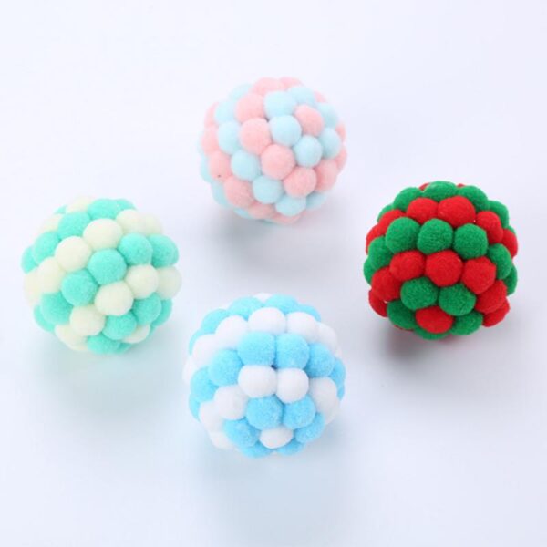 587691309 1 PC Pet Supplies Cat Self-excited Ball Funny Cat Ball Plush Bell Ball Multicolor Stitching Christmas Color Cat Throwing Toys