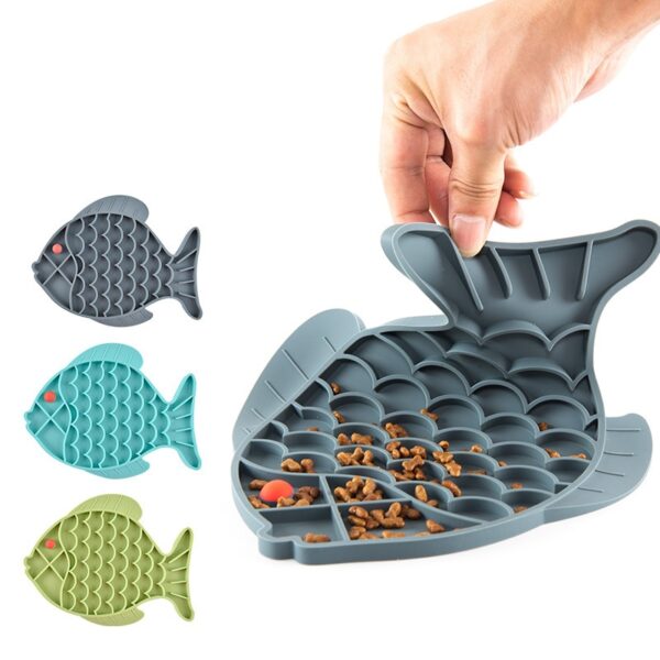 587691260 Fish Shape Silicone Bowl Dog Lick Mat Slow Feeding Food Bowl For Small Medium Dogs Puppy Cat Treat Feeder Dispenser Pet Supplies